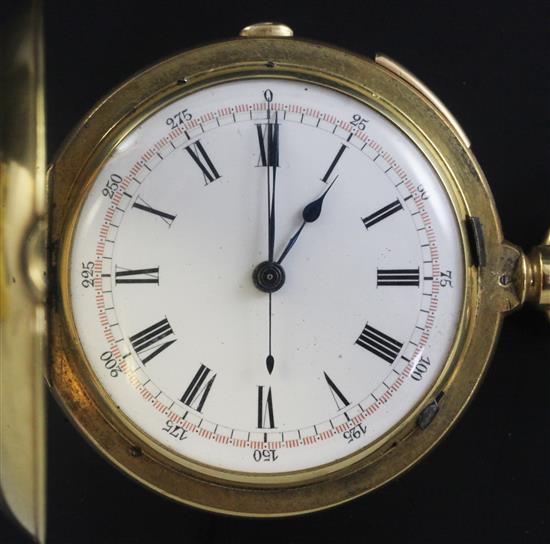 A Victorian 18ct gold repeating chronograph keyless hunter pocket watch,